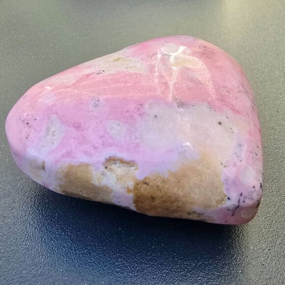 Natural ✦ Pink Rhodochrosite Quartz Crystal Heart ✦ Polished Palm Stone Peru - Picture 6 of 10
